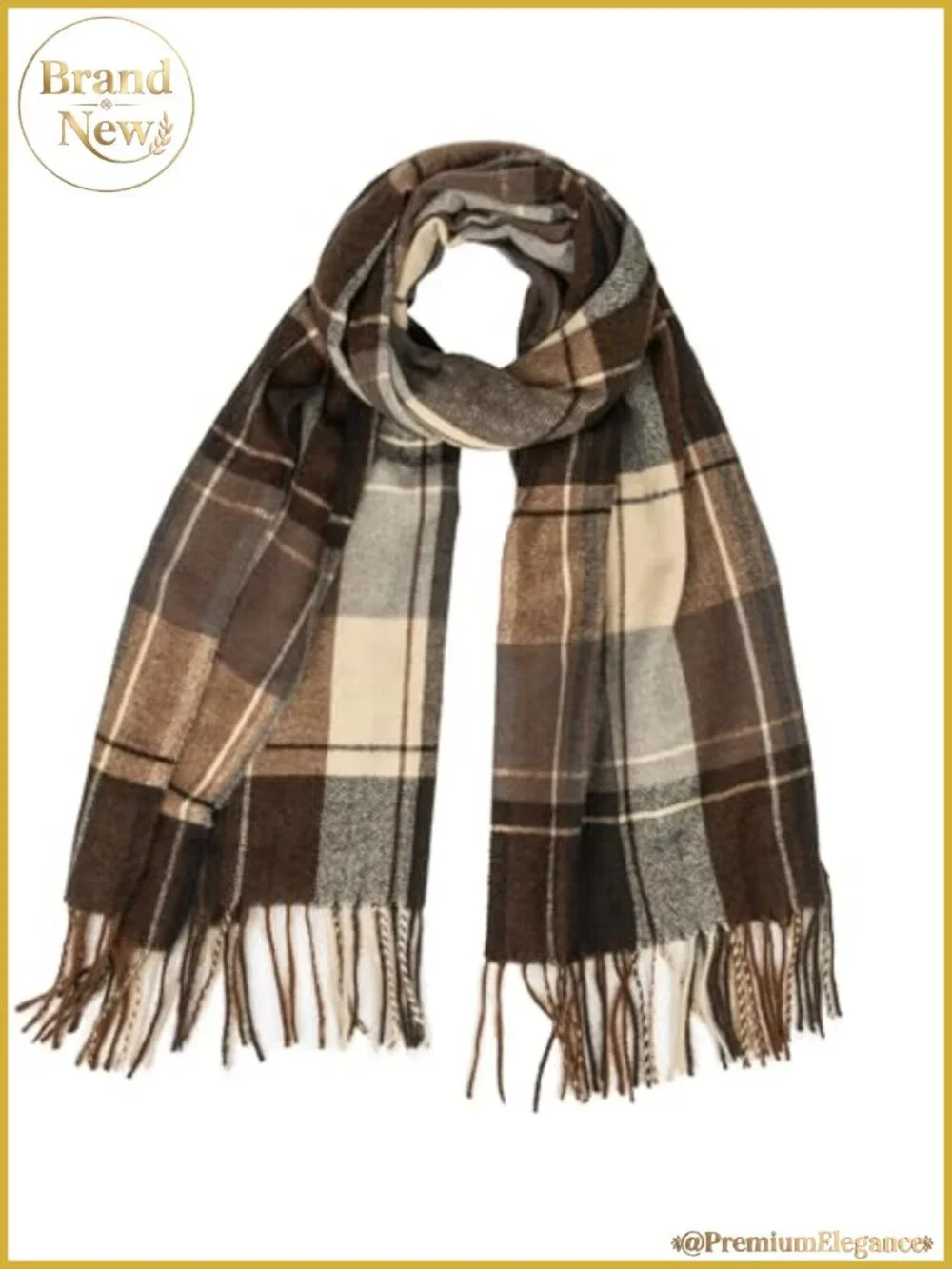 Oversized Plaid Scarf with Tassels 100% Polyester Winter Shawl Wrap